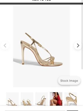SCHUTZ Gold Metallic Strappy Stiletto Sandals